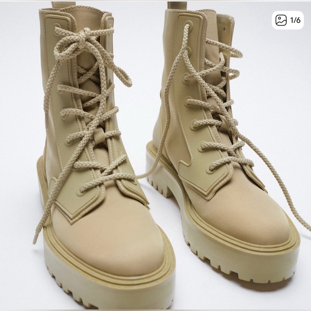 ZARA Faux Shearling Lined ankle boot